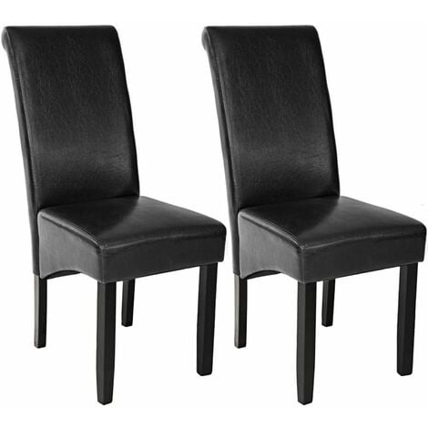 Dining Chairs Set of 2 - ergonomic seat shape, high backrest, padded - dining room chairs, kitchen chairs, dining table chairs - black