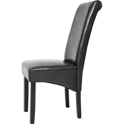 Dining Chairs Set of 2 - ergonomic seat shape, high backrest, padded - dining room chairs, kitchen chairs, dining table chairs - black