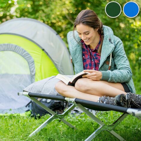 Camp Bed - foldable camping cot, 150 kg load capacity - folding camp bed, single camp bed, camping cot - green