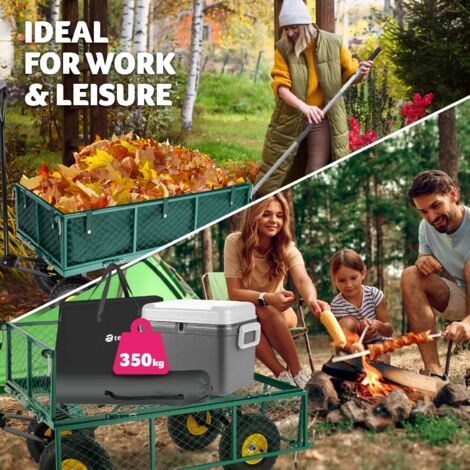 Garden Trolley - foldable side walls, steering axle, padded handle, 350 kg load capacity - garden cart, beach trolley, trolley cart