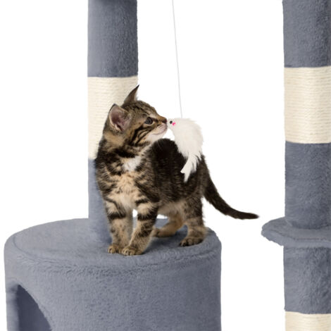 Cat Tree Dominik - 144 cm, sisal cat scratching post - cat scratching post, cat tower, scratching post - grey