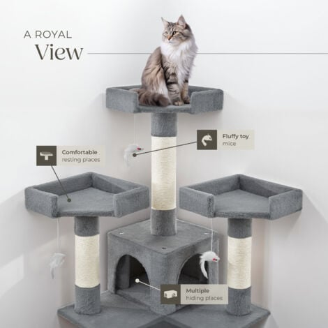 Cat Tree Barney - 170 cm, sisal cat scratching posts - cat scratching post, cat tower, scratching post - grey