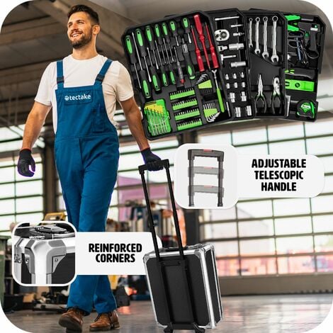 Tool Box - 1200 piece tool set, clear arrangement on 4 levels, with wheels - tool box on wheels, tool case, tool trolley