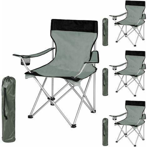 4 Camping chairs - folding chair, fold up chair, folding camping chair - grey
