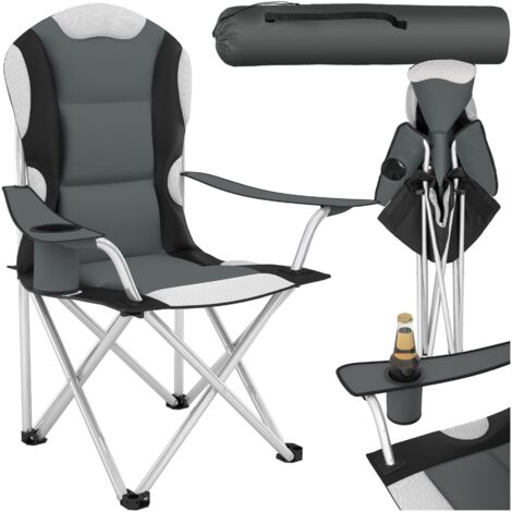 Camping chair - padded seat with carry bag - folding chair, fold up chair, folding camping chair - grey