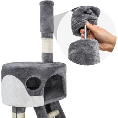 Cat Tree Hansi - 243 to 260 cm, sisal cat scratching post - cat scratching post, cat tower, scratching post - grey/white