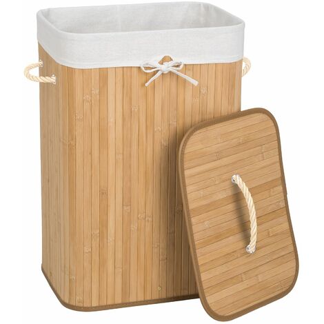Laundry Basket - washing hamper with lid, removable laundry bag, 2 handles - hamper basket, hamper, washing basket - 72 L beige