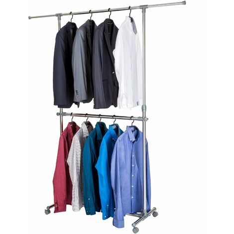 Clothes Rail - 2 infinitely height-adjustable poles - clothes stand, clothes rail, clothes hanger stand