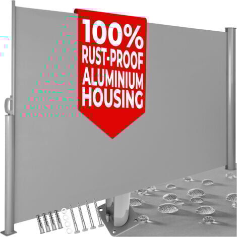 Garden Privacy Screen - retractable side awning - privacy screen, garden privacy screen, patio awning - 200 x 300 cm grey