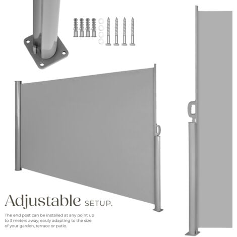 Garden Privacy Screen - retractable side awning - privacy screen, garden privacy screen, patio awning - 200 x 300 cm grey