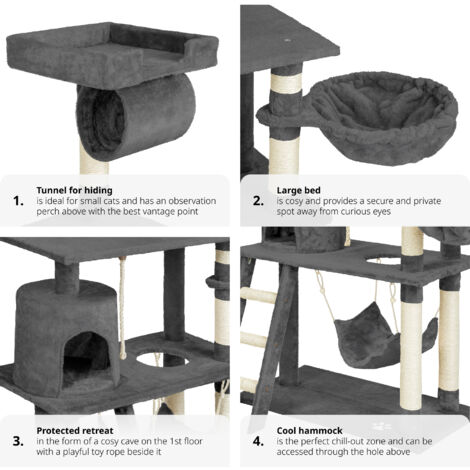 Cat Tree Marcel - 141 cm, sisal cat scratching post - cat scratching post, cat tower, scratching post - grey