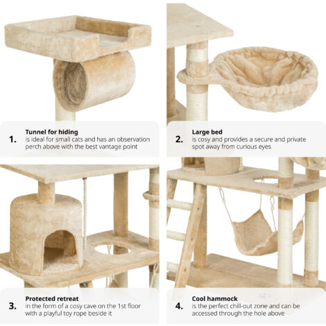 Cat Tree Marcel - 141 cm, sisal cat scratching post - cat scratching post, cat tower, scratching post - beige