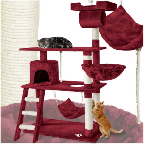 Cat Tree Marcel - 141 cm, sisal cat scratching post - cat scratching post, cat tower, scratching post - burgundy