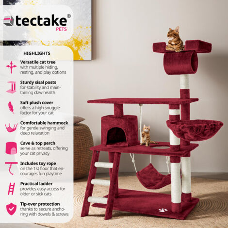 Cat Tree Marcel - 141 cm, sisal cat scratching post - cat scratching post, cat tower, scratching post - burgundy