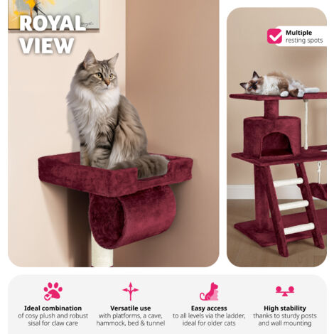 Cat Tree Marcel - 141 cm, sisal cat scratching post - cat scratching post, cat tower, scratching post - burgundy