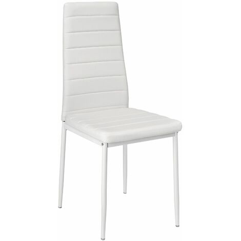 Dining Chairs Set of 4 - high backrest, padded, synthetic leather - dining room chairs, kitchen chairs, dining table chairs - white