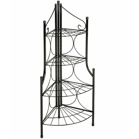 Corner plant stand with 4 levels - outdoor plant stand, pot stand, plant shelf - black
