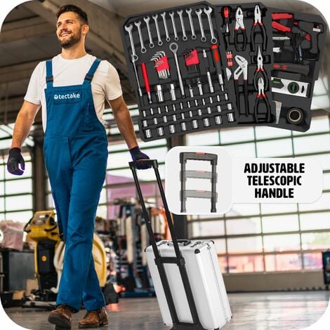 Tool Box - 799 piece tool set including gloves, 3 levels, with wheels - tool box on wheels, tool case, tool trolley