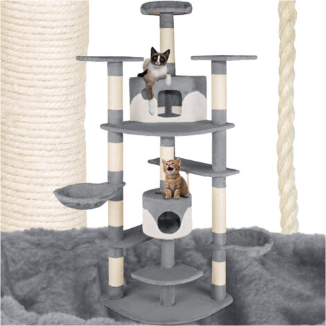 Cat Tree Nelly - 204 cm, sisal cat scratching post - cat scratching post, cat tower, scratching post - grey/white