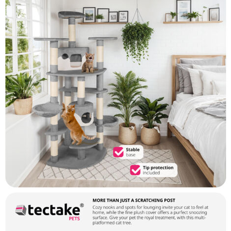 Cat Tree Nelly - 204 cm, sisal cat scratching post - cat scratching post, cat tower, scratching post - grey/white