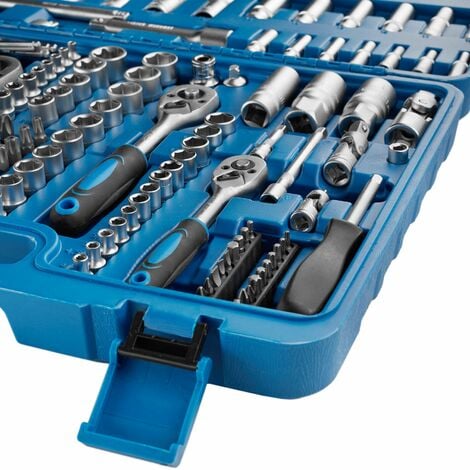 Ratchet Spanner Set - 171-piece, 1/4, 3/8 and 1/2 inch sockets, plastic case - socket wrench, adjustable wrench, ratchet set
