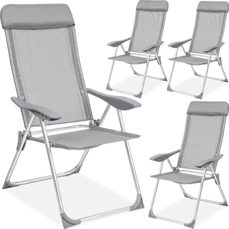 4 aluminium garden chairs with headrest - reclining garden chairs