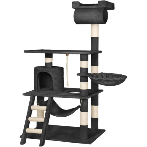 Cat Tree Stokeley - 141 cm, sisal cat scratching post - cat scratching post, cat tower, scratching post - black