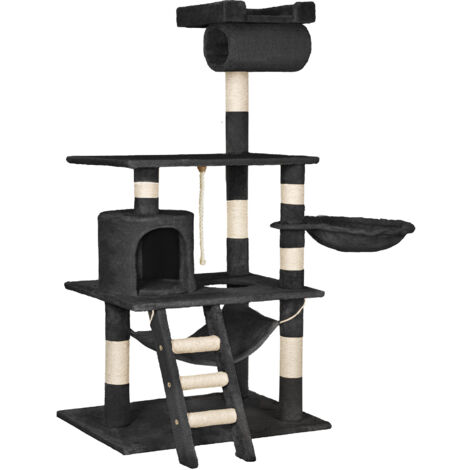 Cat Tree Stokeley - 141 cm, sisal cat scratching post - cat scratching post, cat tower, scratching post - black