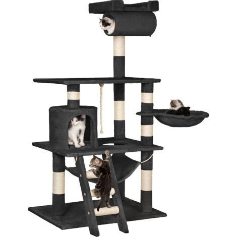 Cat Tree Stokeley - 141 cm, sisal cat scratching post - cat scratching post, cat tower, scratching post - black