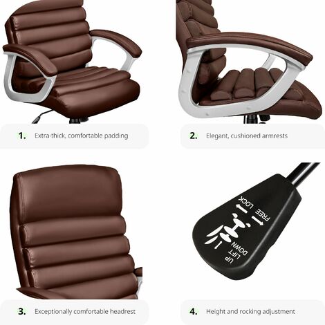 Office Chair Paul - padded armrests, ergonomic shape - desk chair, computer chair, ergonomic chair - brown