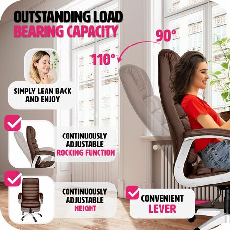 Office Chair Paul - padded armrests, ergonomic shape - desk chair, computer chair, ergonomic chair - brown
