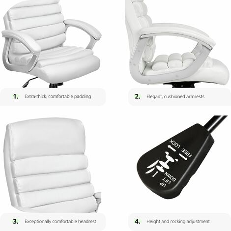 Office Chair Paul - padded armrests, ergonomic shape - desk chair, computer chair, ergonomic chair - white