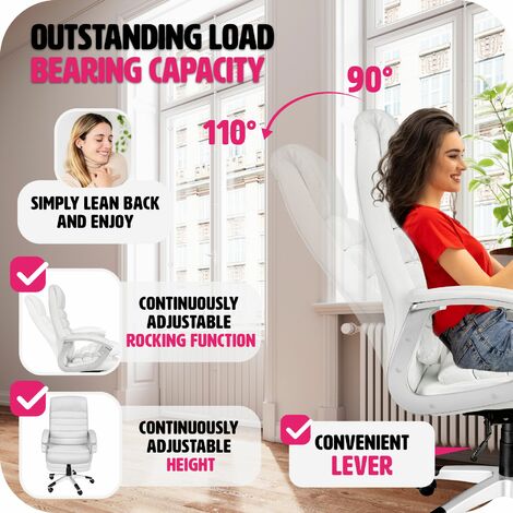 Office Chair Paul - padded armrests, ergonomic shape - desk chair, computer chair, ergonomic chair - white