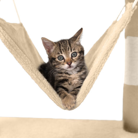 Cat Tree Stokeley - 141 cm, sisal cat scratching post - cat scratching post, cat tower, scratching post - beige
