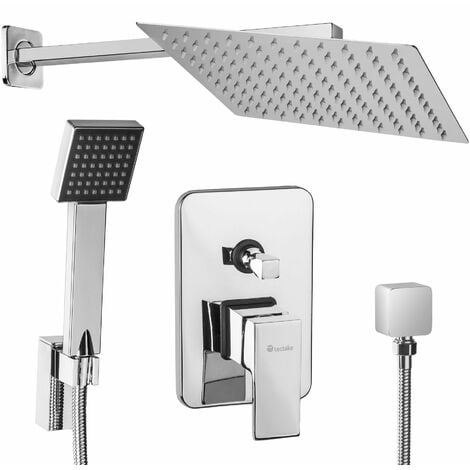 Shower panel complete set flush-mounted - shower head, shower tower, shower column - grey