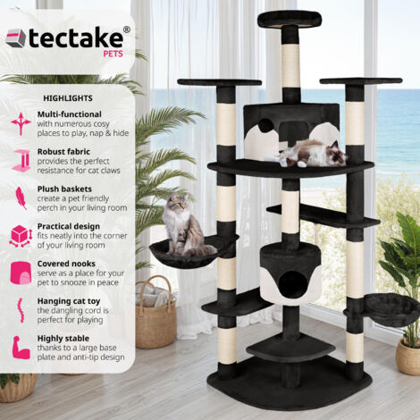 Cat Tree Nelly - 204 cm, sisal cat scratching post - cat scratching post, cat tower, scratching post - black/white