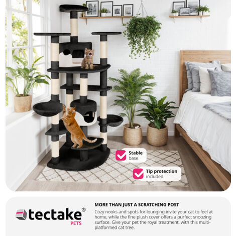 Cat Tree Nelly - 204 cm, sisal cat scratching post - cat scratching post, cat tower, scratching post - black/white