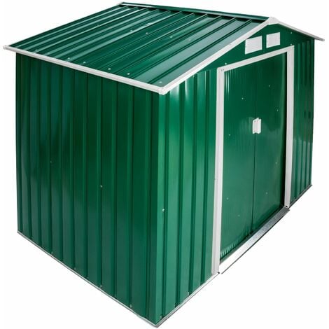 Shed with Gable Roof - steel, foundation included, 214 x 130 x 185 cm - garden shed, metal shed, tool shed - green
