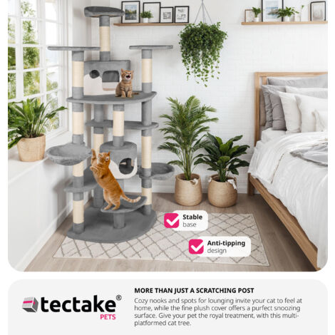 Cat Tree Fippi - 201 cm, sisal cat scratching post - cat scratching post, cat tower, scratching post - grey/white