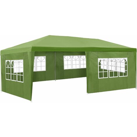Gazebo 6x3m with 5 side panels - garden gazebo, gazebo with sides, camping gazebo - green