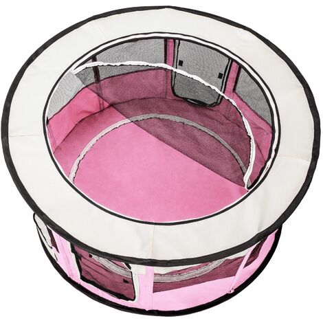 Dog Pen Carola - foldable, for indoor and outdoor use, 114 x 60.5 cm - dog playpen, puppy pen, puppy playpen - pink