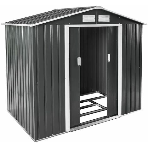 Shed with saddle roof - garden shed, metal shed, tool shed - grey