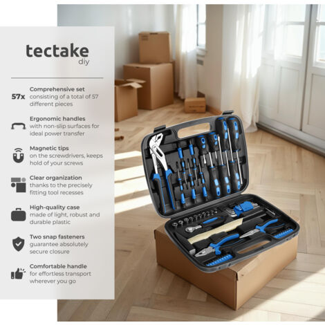 Tool Box Luigi - 57 piece tool set, clear arrangement - tool case, tool storage box, mobile tool box