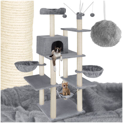 Cat Tree Lilou - 165 cm, sisal cat scratching post - cat scratching post, cat tower, scratching post - grey