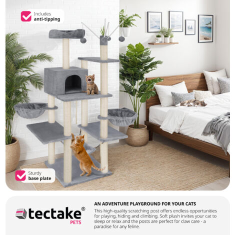Cat Tree Lilou - 165 cm, sisal cat scratching post - cat scratching post, cat tower, scratching post - grey