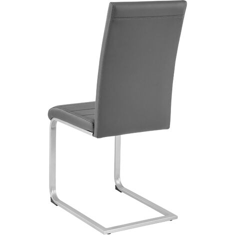 Dining Chairs Set - cantilevered, high backrest, flat steel frame - dining room chairs, kitchen chairs, dining table chairs - grey Set of 2