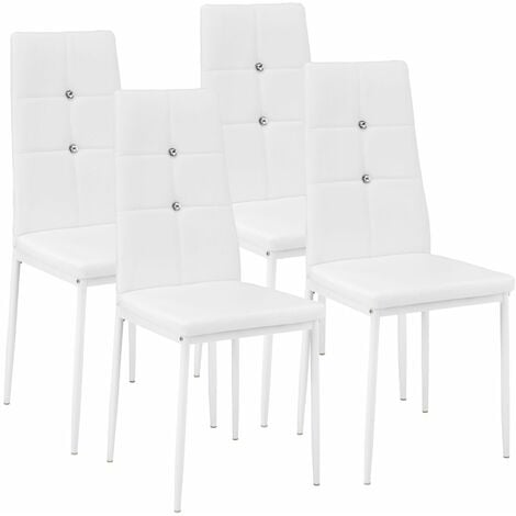 4 dining chairs with rhinestones - dining room chairs, kitchen chairs, dining table chairs - white