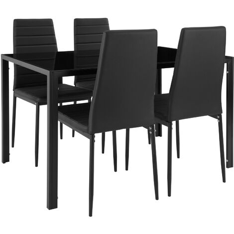 Dining Table and Chairs Berlin - 5-piece - dining room table and chairs, dining table and 4 chairs, kitchen table and chairs - black