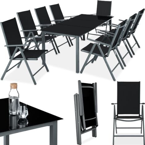 Garden Table and chairs furniture set 8+1 - outdoor table and chairs, garden table and chairs set, patio set - dark grey