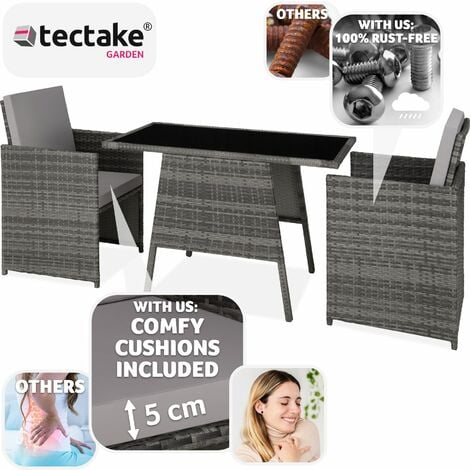 Garden Furniture Set Lausanne - 2 chairs, table, 2 person bistro set - garden tables and chairs, garden furniture set, outdoor table and chairs - grey